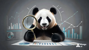 Panda icon analyzing website data for SEO.